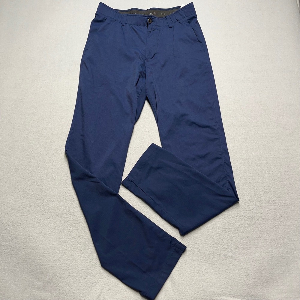 Under Armour Mens Navy Blue Golf Chino Pants Flat Front Straight‎ Leg Size 32x34